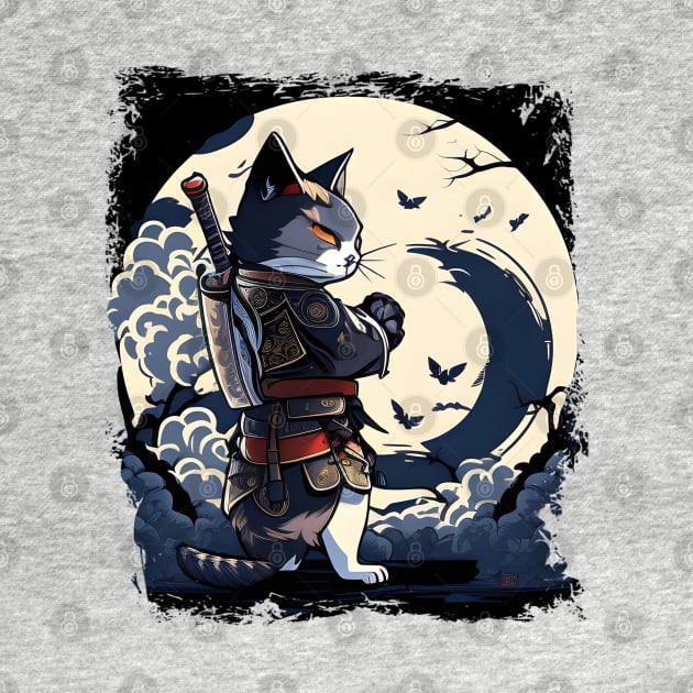 Japanese Cat Samurai Katana Catana - Cat Lover by Felix Rivera